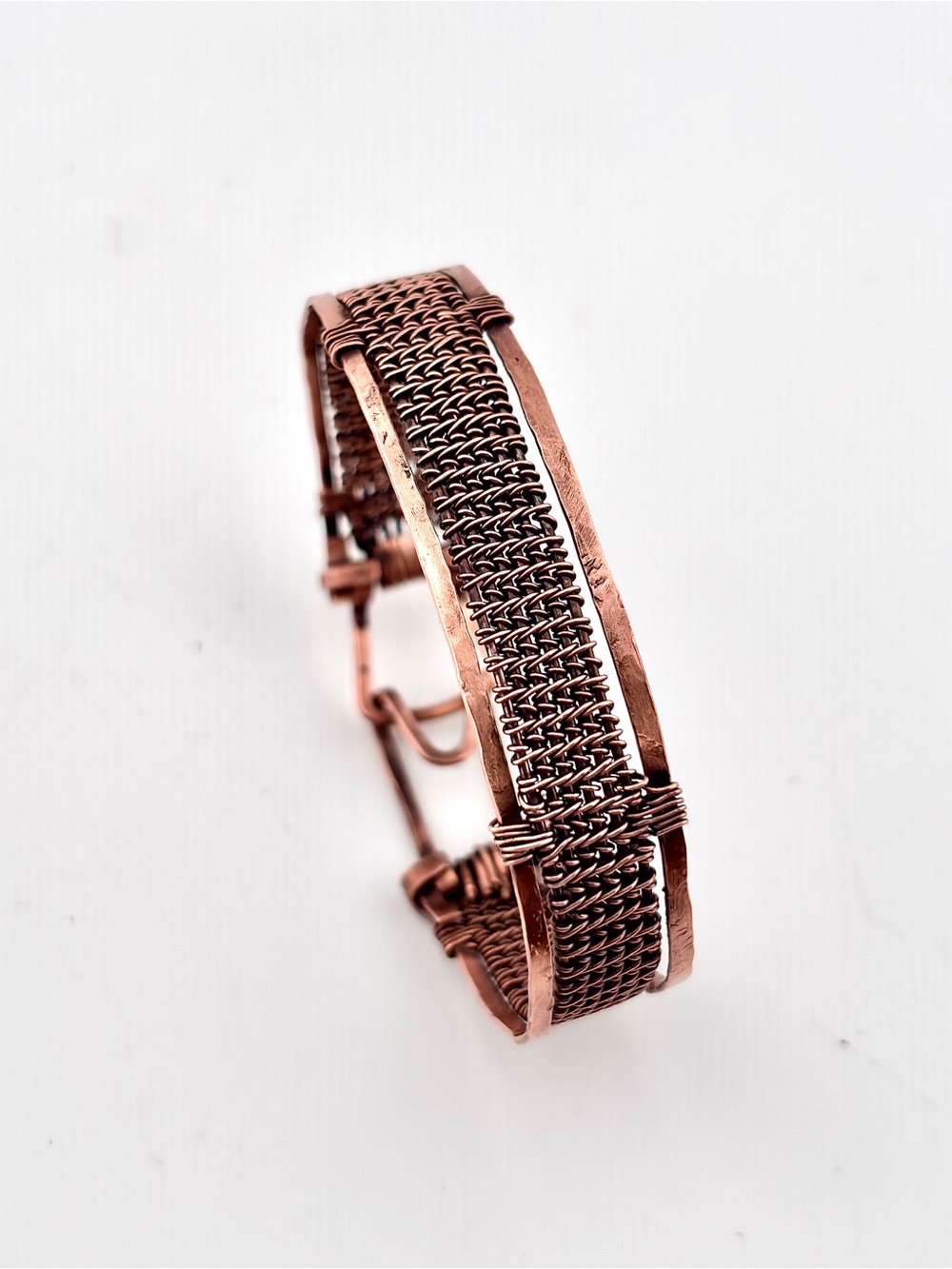 HANDMADE Wire Wrapped Copper Bold Statement Cuff Bracelet, Artisan Jewelry Gift